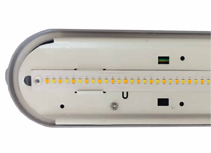 Corp LED 40W 1200x80mm CCT temperatura de culoare reglabila 3000K / 4000K / 6500K 6400lm IK10 IP65 material policarbon (PC) cu cleme metalice rezistent la praf si apa , 5 ani garantie [4]