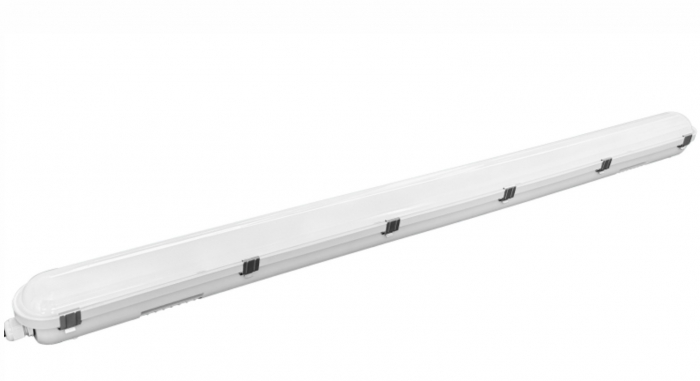 Corp LED 40W 1200x80mm CCT temperatura de culoare reglabila 3000K / 4000K / 6500K 6400lm IK10 IP65 material policarbon (PC) cu cleme metalice rezistent la praf si apa , 5 ani garantie [1]
