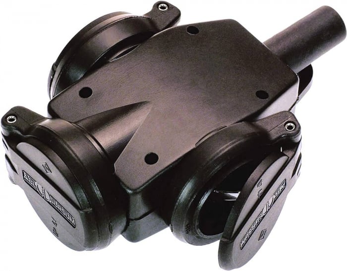 Cupla multipla priza tripla 16A 230V cauciuc solid negru pentru cablu maxim 3x2.5mm² IP44 [2]