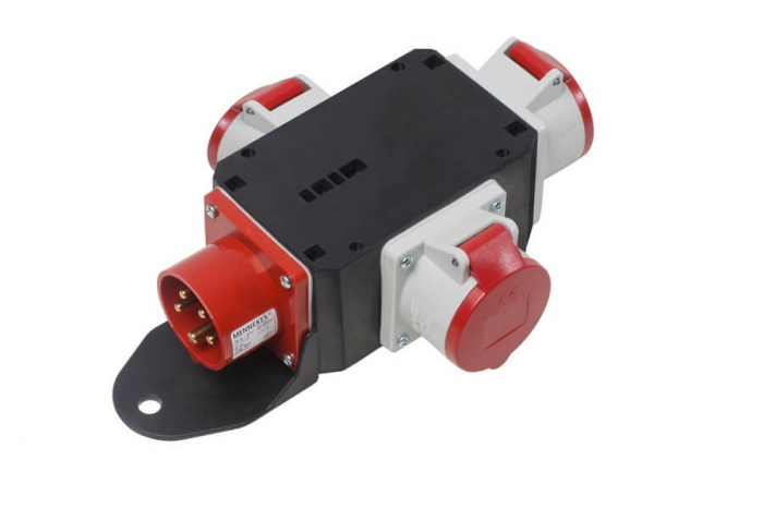Distribuitor de curent trifazic MIXO CEE maxim 11kW intrare 5 poli 16A 400V iesire 3 prize 5 poli 16A 400V IP44 [4]
