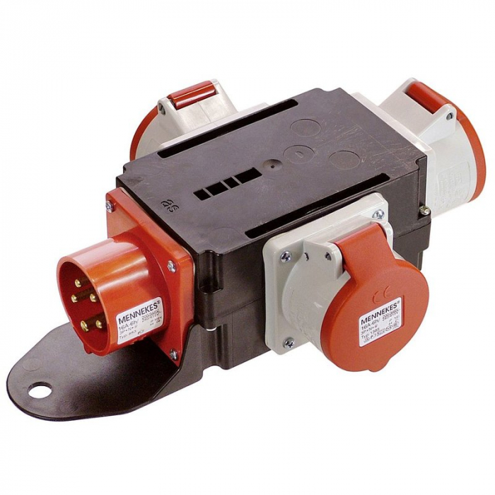 Distribuitor de curent trifazic MIXO CEE maxim 11kW intrare 5 poli 16A 400V iesire 3 prize 5 poli 16A 400V IP44 [1]
