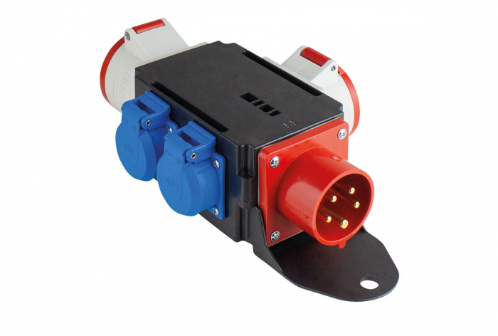 Distribuitor de curent trifazic MIXO CEE maxim 11kW intrare 5 poli 16A 400V iesire 5 poli 16A 400V, 5 poli 32A 400V si 2 prize schuko 230V IP44 [2]