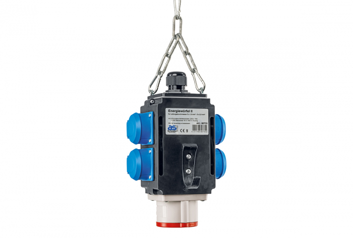 Distribuitor de energie suspendat 1 priza trifazica 400V 5 poli 16A IP44 si cu 4 prize monofazice schuko 16A IP44 cu conexiune la aer comprimat [2]