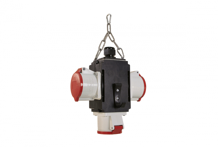Distribuitor de energie suspendat cu 3 prize trifazice 400V 5 poli 32A IP44 cu conexiune la aer comprimat [2]