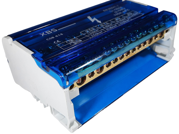 Distribuitor conexiuni 4 poli 125A 500V 132x51x88mm prindere pe sina DIN [1]