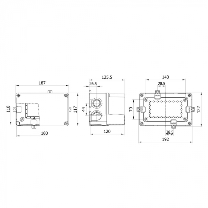 Doza 180x110x120mm de ramificatie din plastic adanca ABS  IP67 IK06 [2]