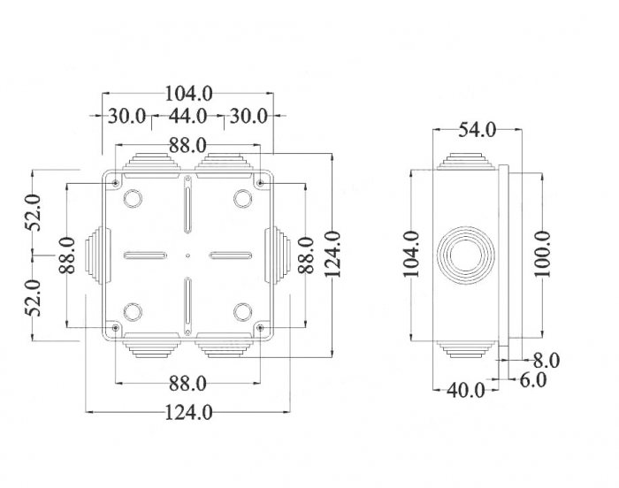 Doza aplicata patrata 100x100x50mm IP55 pentru distributie jonctiune ABS rezitenta UV [2]