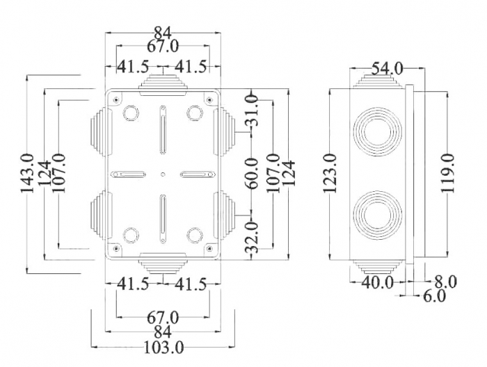 Doza aplicata patrata 120x80x50mm IP55 pentru distributie jonctiune ABS rezitenta UV [3]