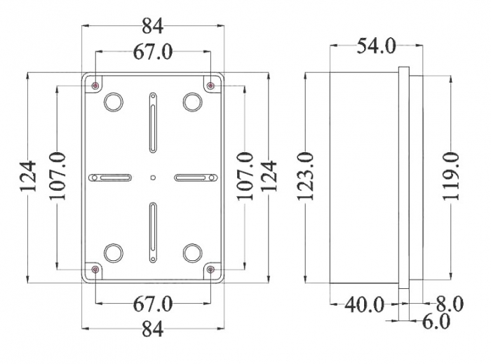 Doza aplicata patrata 120x80x50mm IP56 pentru distributie jonctiune ABS rezistenta UV fara presetupe margini netede [2]