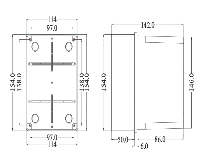 Doza aplicata patrata 150x110x140mm IP56 inalta pentru distributie jonctiune ABS rezistenta UV fara presetupe margini netede [2]