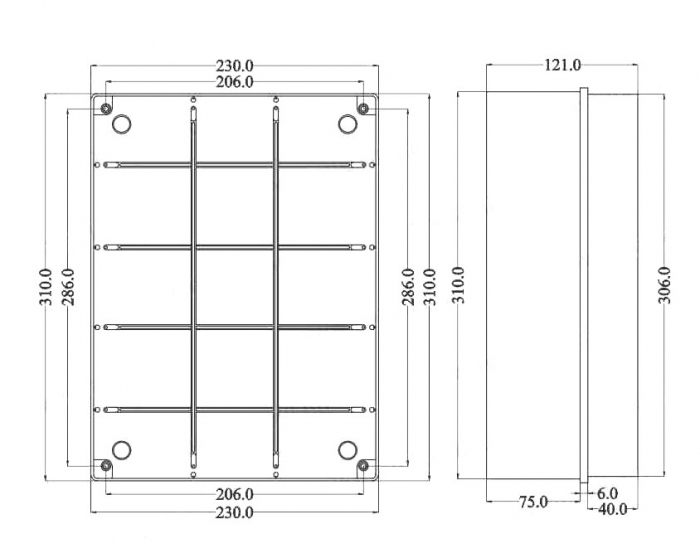 Doza aplicata patrata 300x220x120mm IP56 pentru distributie jonctiune ABS rezistenta UV fara presetupe margini netede [2]