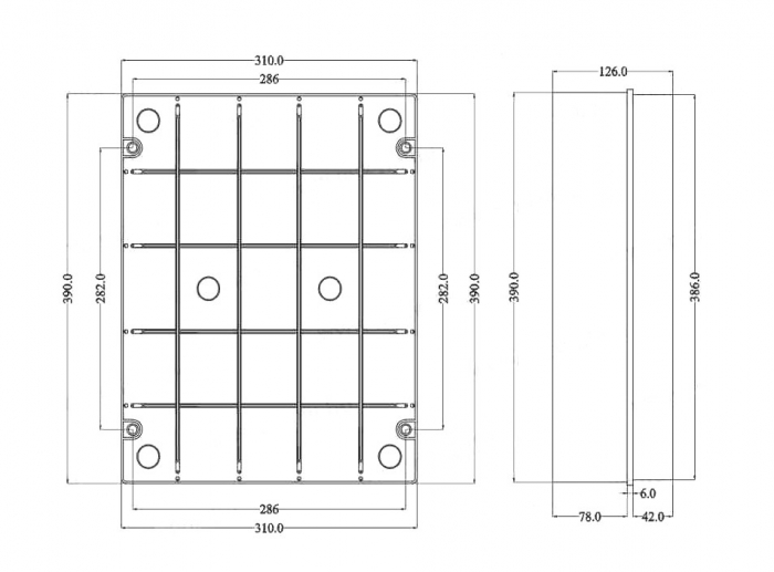 Doza aplicata patrata 380x300x120mm IP56 pentru distributie jonctiune ABS rezistenta UV fara presetupe margini netede [2]