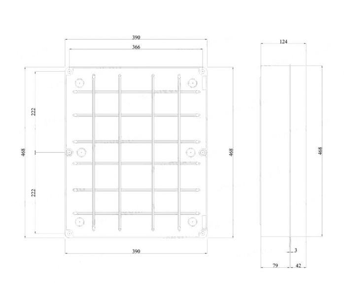 Doza aplicata patrata 460x380x120mm IP56 pentru distributie jonctiune ABS rezistenta UV fara presetupe margini netede [2]