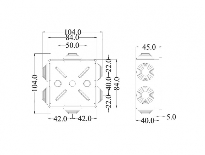 Doza aplicata patrata 80x80x40mm IP44 pentru distributie jonctiune ABS rezitenta UV inchidere capac prin apasare [2]
