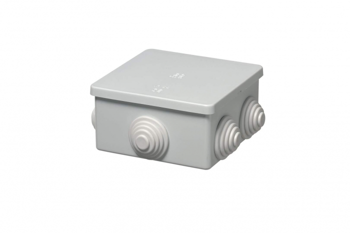 Doza aplicata patrata 80x80x40mm IP44 pentru distributie jonctiune ABS rezitenta UV inchidere capac prin apasare [1]