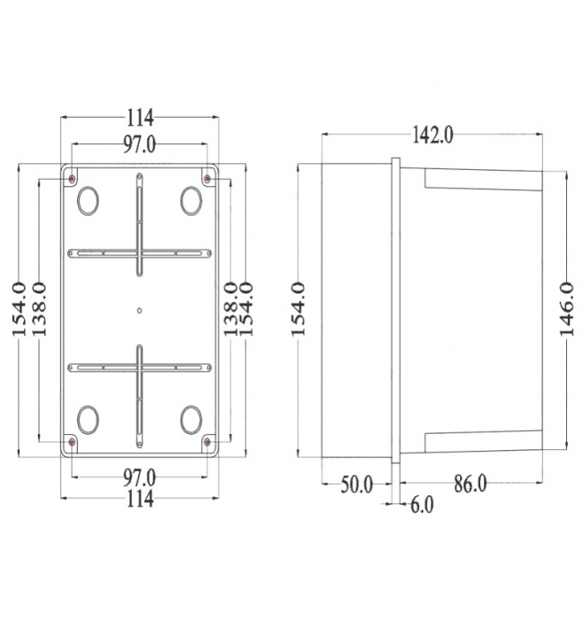 Doza aplicata transparenta 150x110x140mm IP56 inalta pentru distributie jonctiune ABS rezistenta UV fara presetupe margini netede [2]