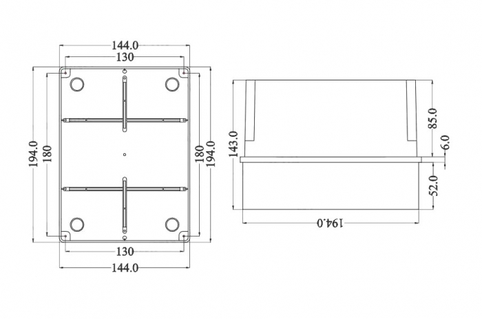 Doza aplicata transparenta 190x140x140mm IP56 inalta pentru distributie jonctiune ABS rezistenta UV fara presetupe margini netede [2]