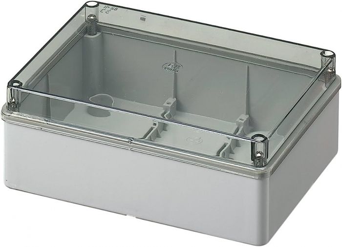 Doza aplicata transparenta 190x140x70mm IP56 pentru distributie jonctiune ABS rezistenta UV fara presetupe margini netede [1]