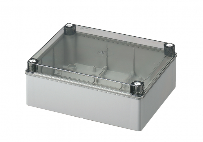 Doza aplicata transparenta 240x190x90mm IP56 pentru distributie jonctiune ABS rezistenta UV fara presetupe margini netede [1]