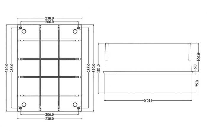 Doza aplicata transparenta 300x220x180mm IP56 inalta pentru distributie jonctiune ABS rezistenta UV fara presetupe margini netede [2]