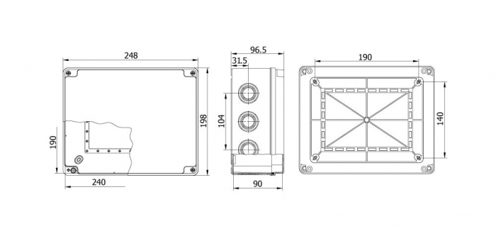 Doza cutie de jonctiune distributie 240x190x90mm aplicata transparenta  forma de presetupe grad de protectie IP67 [2]