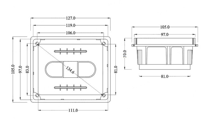 Doza de distributie derivatie 120x100x70mm din plastic incastrata IP40 [3]