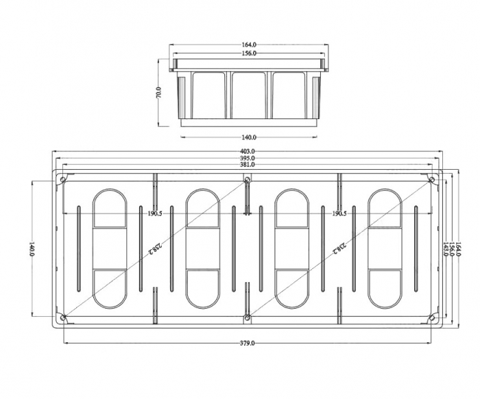 Doza de distributie derivatie 396x152x70mm din plastic incastrata IP40 [2]