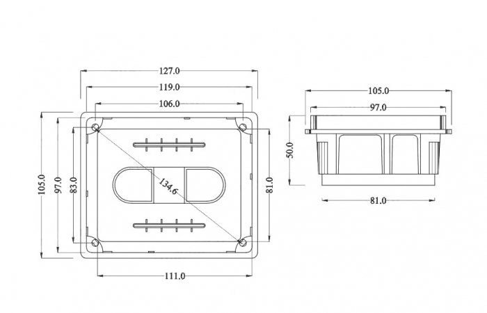 Doza de distributie derivatie 120x100x50mm din plastic incastrata  IP40 [3]