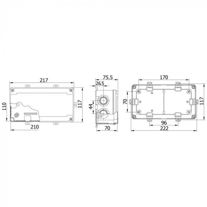 Doza de ramificatie aplicata ABS 150x110x70mm IP67 IK06 transparenta [2]