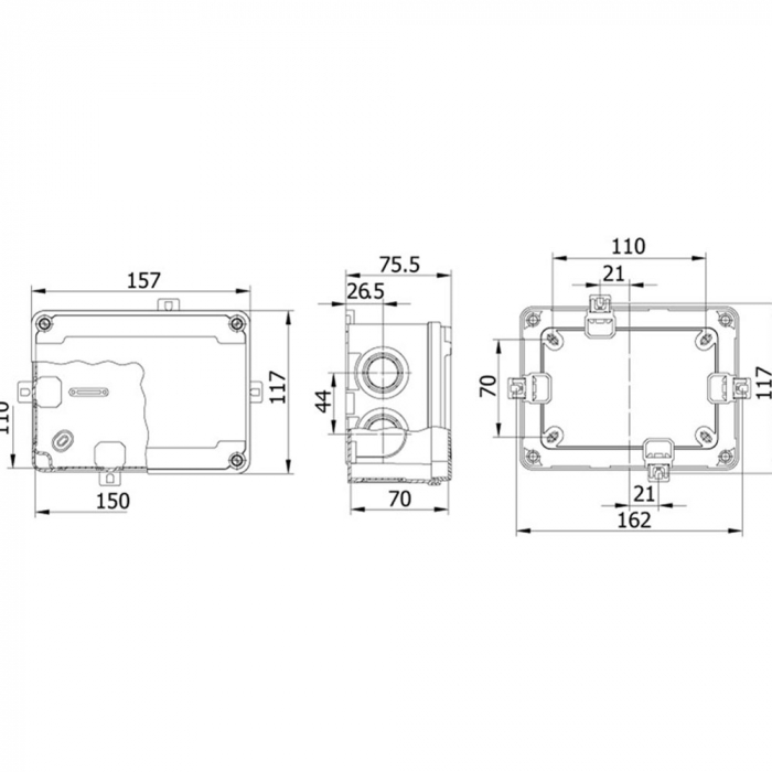 Doza de ramificatie aplicata ABS 150x110x70mm IP67 IK06 transparenta [2]