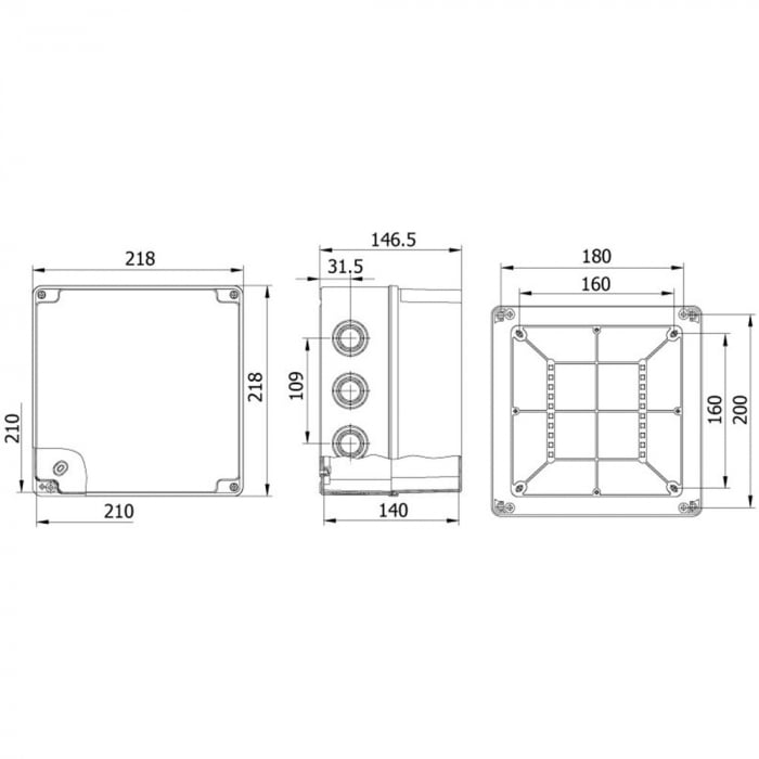 Doza de ramificatie aplicata ABS 210x210x140mm IP67 IK06 transparenta inalta [2]