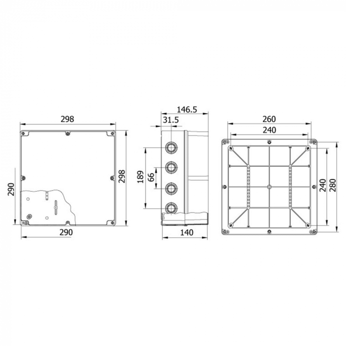 Doza de ramificatie aplicata ABS 290x290x140mm IP67 IK06 transparenta inalta [2]