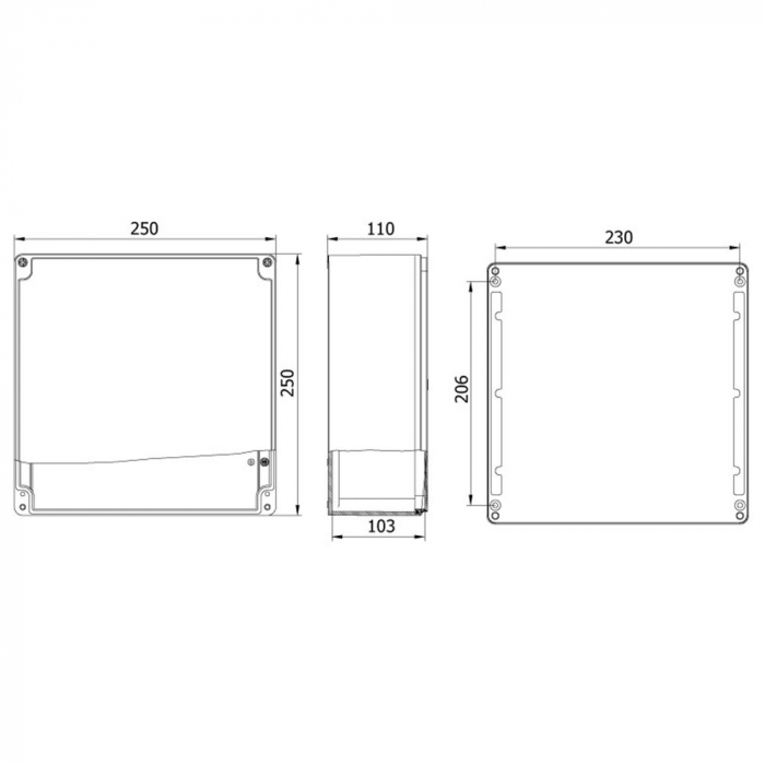 Doza 250x250x110mm distributie cutie jonctiune din aluminiu cu usa - balamale IP67 IK09 [3]