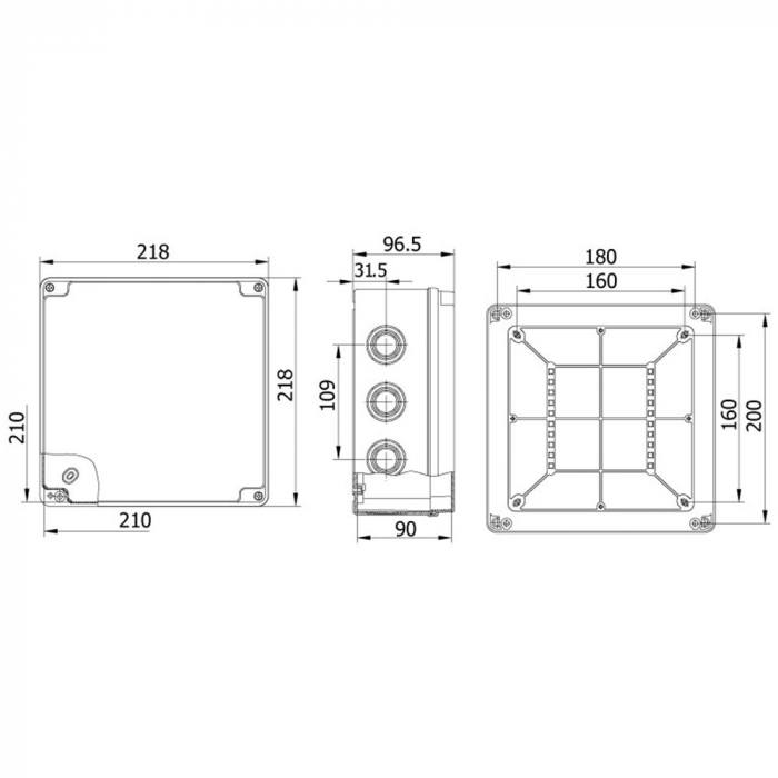 Doza electrica din plastic ABS 210x210x90mm IP67 IK06 cu margini netede [2]