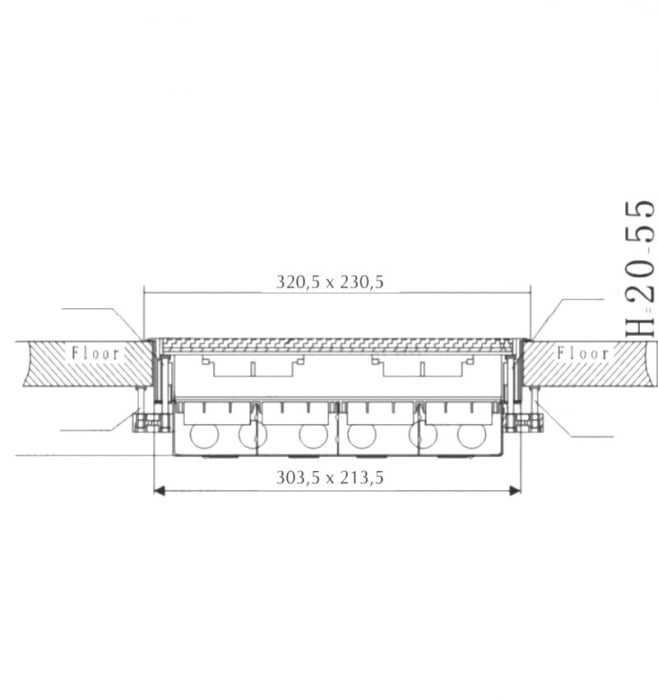 Doza incastrata in pardoseala 16 module IP30 IK10 compatibil aparataj modular TEM [2]