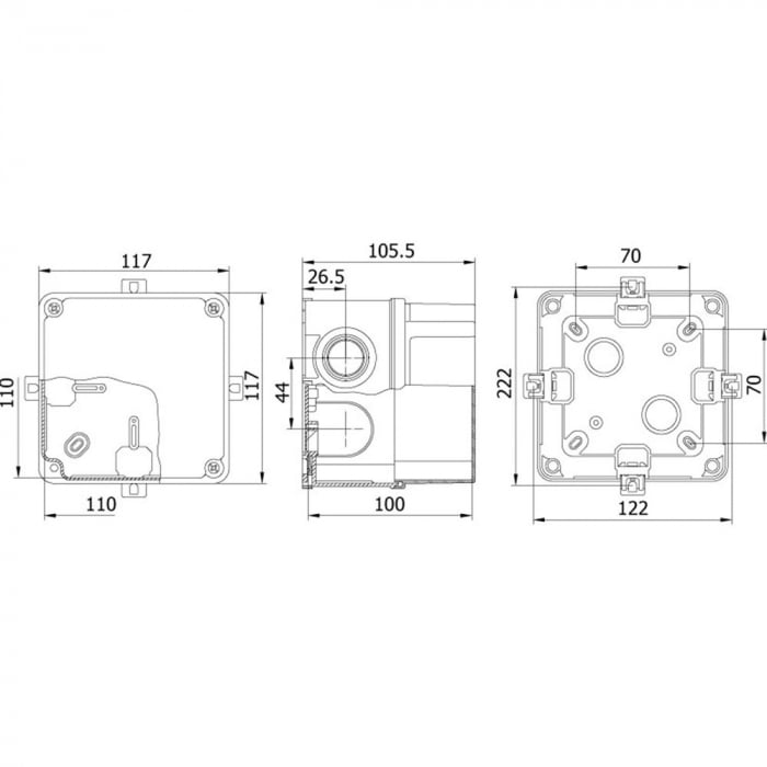 Doza patrata din plastic ABS 110x110x100mm transparenta IP67 IK06 [2]