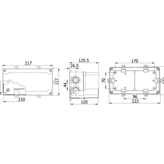Doza ramificatie dreptunghiulara din plastic ABS 210x110x120mm transparenta IP67 IK06 adanca [2]