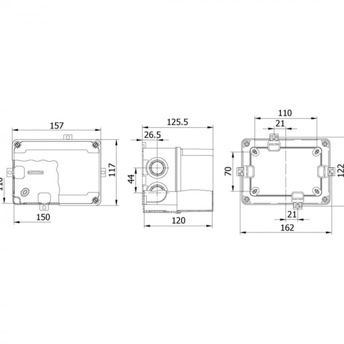Doza ramificatie patrata din plastic ABS 150x110x120mm transparenta IP67 IK06 adanca [2]