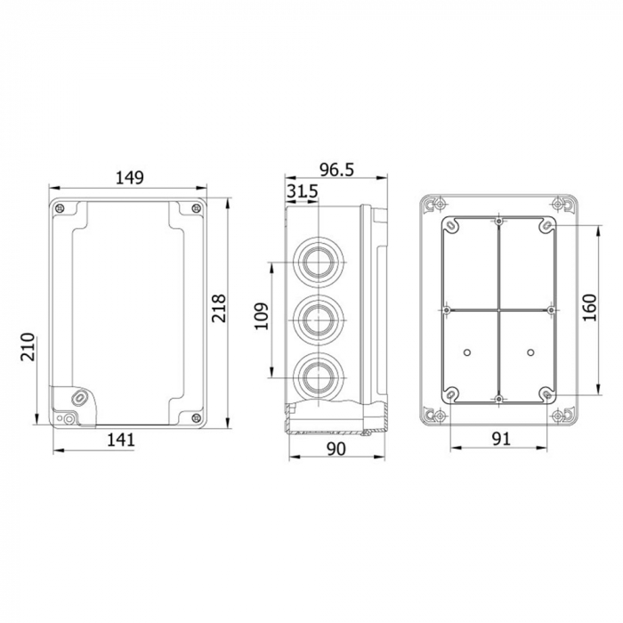Doza ramificatie patrata din plastic ABS 210x140x90mm IP67 IK06 [2]