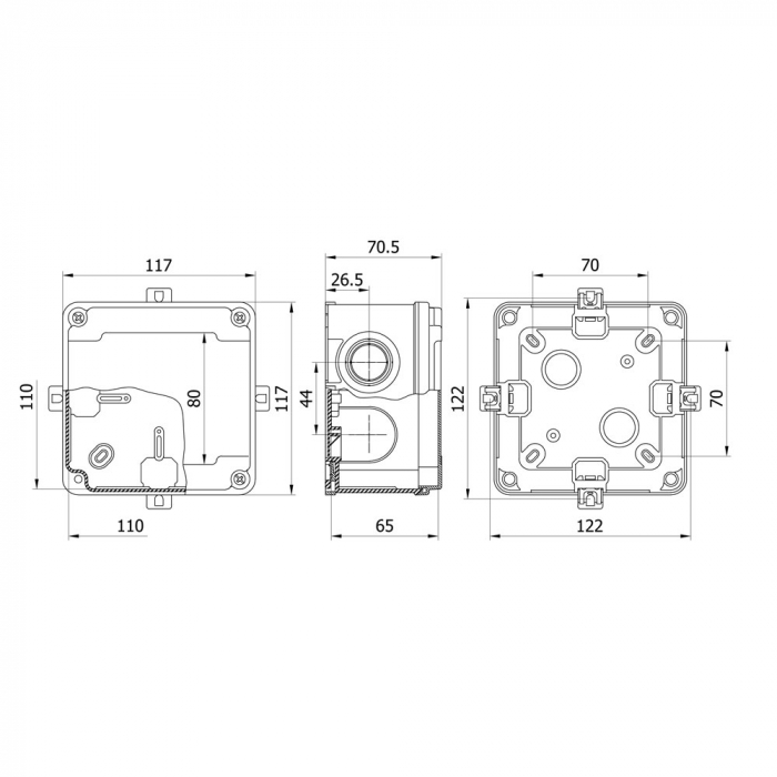 Doza patrata din plastic ABS 110x110x65mm IP67 IK06 [2]