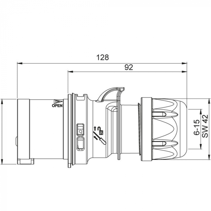 Fisa stecher 4 poli 3P+E 16A montaj pe cablu 6h 380V IP44 trifazic CEE mobil [2]