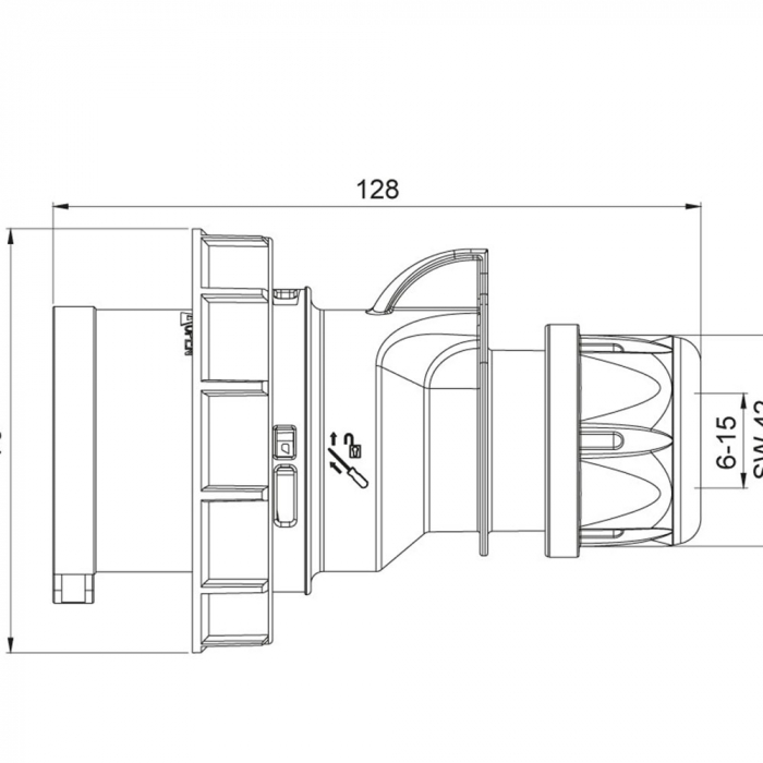 Fisa stecher 4 poli 3P+E 16A montaj pe cablu 6h 380V IP67 trifazic CEE mobil [2]