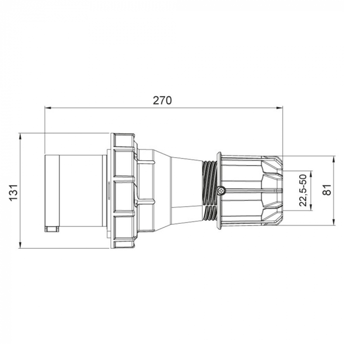 Fisa stecher 5 poli 3P+N+E 125A montaj pe cablu 6h 380V IP67 trifazic CEE mobil [2]