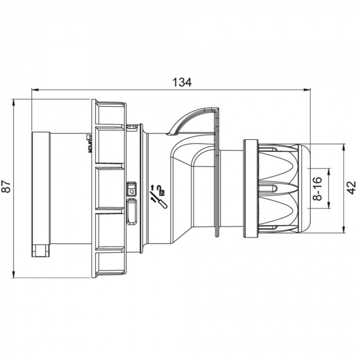 Fisa stecher 5 poli 3P+N+E 16A montaj pe cablu 6h 380V IP67 trifazic CEE mobil [2]
