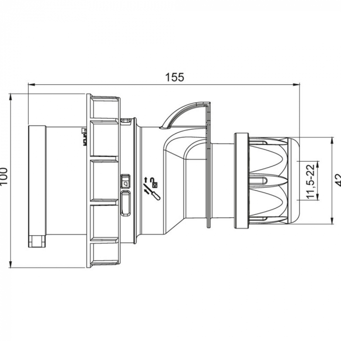Fisa stecher 5 poli 3P+N+E 32A montaj pe cablu 6h 380V IP67 trifazic CEE mobil [2]