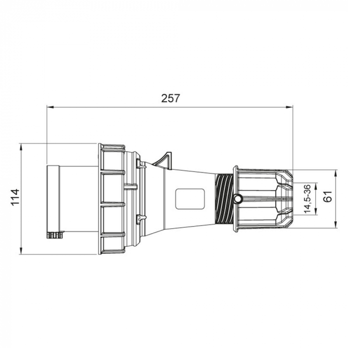 Fisa stecher 5 poli 3P+N+E 63A montaj pe cablu 6h 380V IP67 trifazic CEE mobil [2]