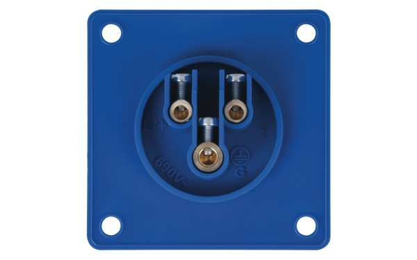 Fisa stecher incastrabil 3 poli 16A 2P+PE drept 230V albastru IP44 6h CEE 70x70mm [6]