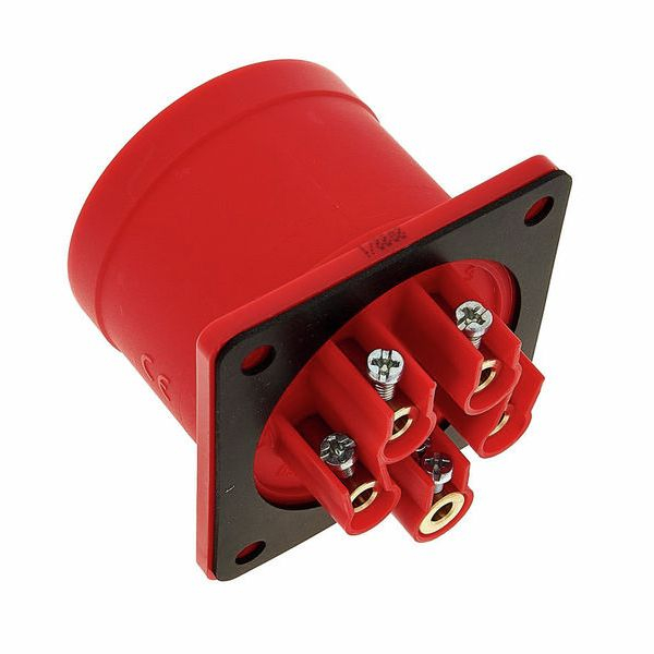 Fisa stecher incastrabil 5 poli 32A 3P+N+PE drept 380V culoare rosie IP44 6h CEE 70x70mm [4]