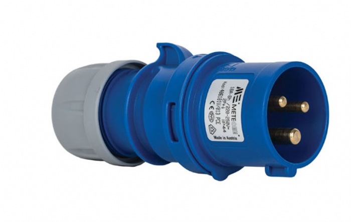 Fisa stecher monofazic CEE 3 poli 2P+PE 16A 6h albastru 230V IP44 mobila cu montaj pe cablu [1]