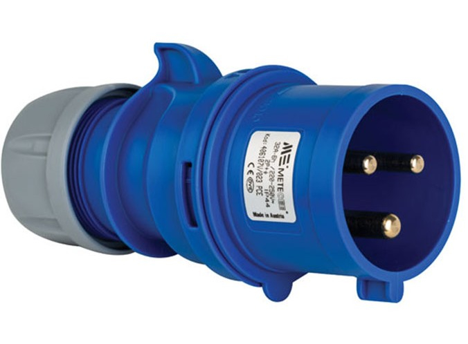 Fisa stecher monofazic CEE 3 poli 2P+PE 32A 6h albastru 230V IP44 mobila cu montaj pe cablu [1]
